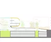 Municipal exhibition pavilion in Xicheng, Beijing - longitudinal cross section