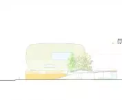 Municipal exhibition pavilion in Xicheng, Beijing - south elevation 