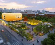 Municipal exhibition pavilion in Xicheng, Beijing - visualization of bird's eye view 