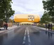 Municipal exhibition pavilion in Xicheng, Beijing - visualization from the street side  