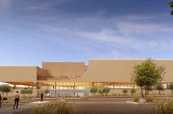 The Center for Collaborative Arts & Technology (CCAT) w Albuquerque (Nowy Meksyk) — wizualizacja elewacji południowej 