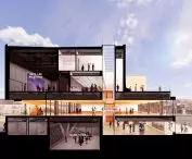 The Center for Collaborative Arts & Technology (CCAT) w Albuquerque (Nowy Meksyk) — przekrój poprzeczny budynku 