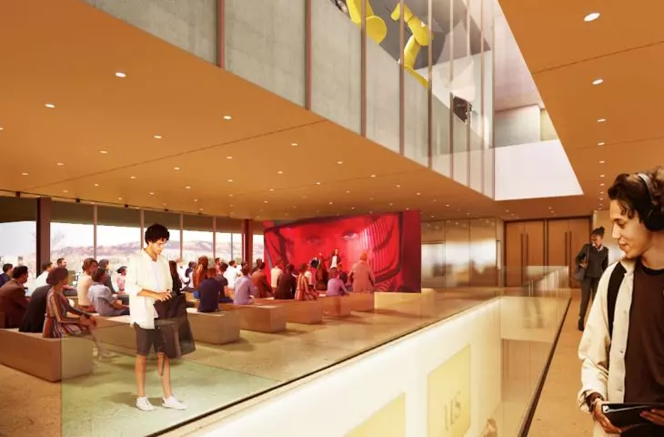 The Center for Collaborative Arts & Technology (CCAT) w Albuquerque (Nowy Meksyk) — wizualizacja foyer 