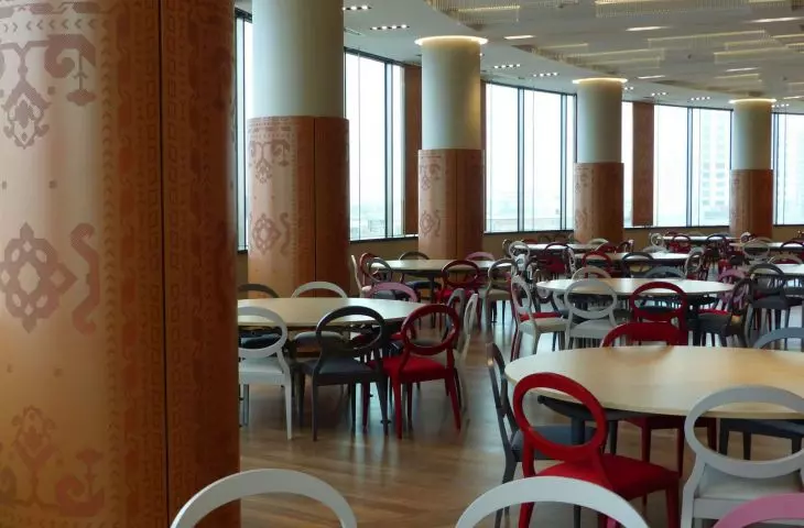 Perforated sheets and bent-drawn mesh in modern office buildings