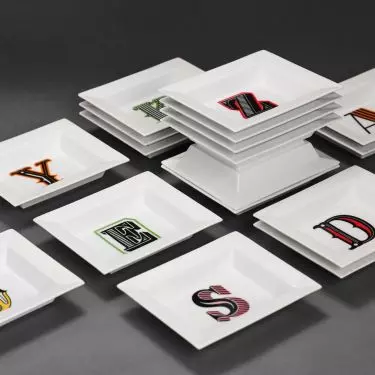 The collection consists of 27 porcelain trays
