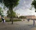 Nový Hlavák in Prague. The revitalized park will be divided into various zones - cultural, recreational, and an area with an interchange plaza, which will enable the organization of various events, visualization 