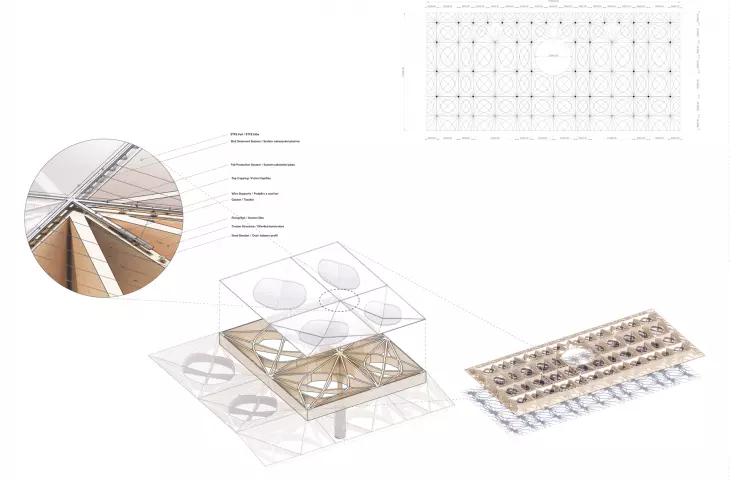 Nový Hlavák in Prague - diagram of roof construction 