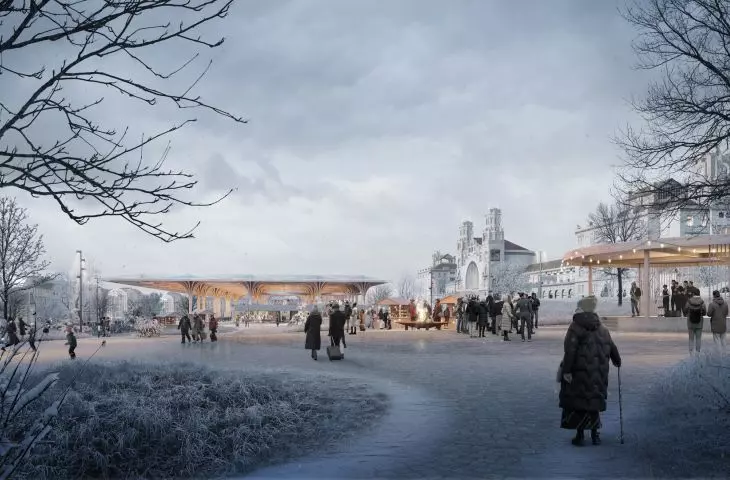 Nový Hlavák in Prague - view from the park, visualization 