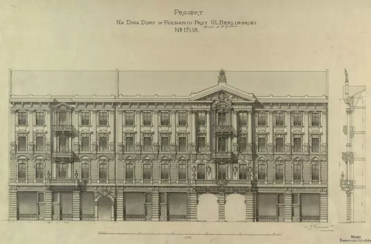 Gorgolewski's tenement house in front of the Polish Theater in Poznań (1892), design