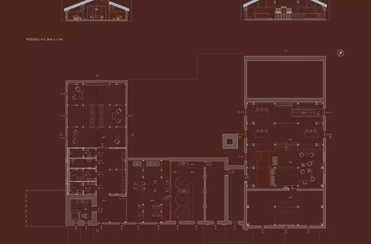 arrangement and construction plan of the attic