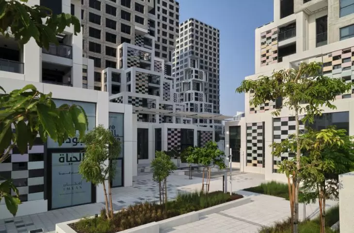 Pixel residential development on Reem Island in Abu Dhabi - view of the central square 