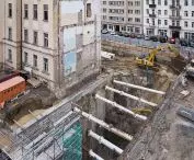 Work on the exterior of the former hospital complex