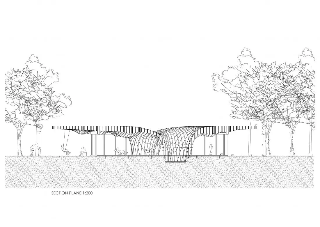 Projekt pt. „Grid Pavilion” © Kinga Batte, Weronika Urban, Kacper Kozak