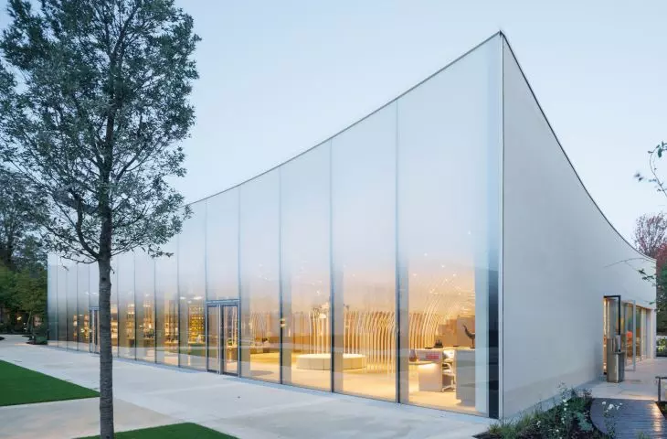 Nicolas Ruinart's Pavilion in Reims, Champagne - the structure was built from local Soissons sandstone