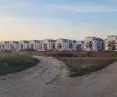 Dense and haphazardly located buildings in a rural area, Poznansky estate in Czapuras near Poznan
