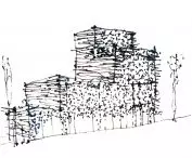 Tajlandzkie Muzeum Nowoczesnego Aluminium (MoMA) — szkic budynku 