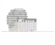 Apartamentowiec Arborescence w Angers, we Francji — rysunek elewacji 