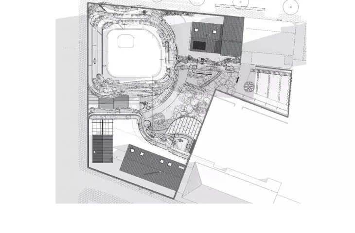 Apartamentowiec Arborescence w Angers, we Francji — plan zagospodarowania terenu 