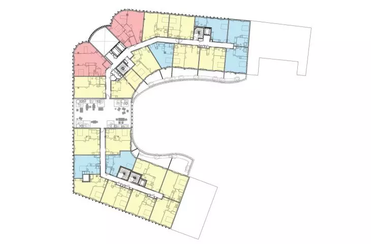 Apartamentowiec Arborescence w Angers, we Francji — rzut pierwszego piętra 