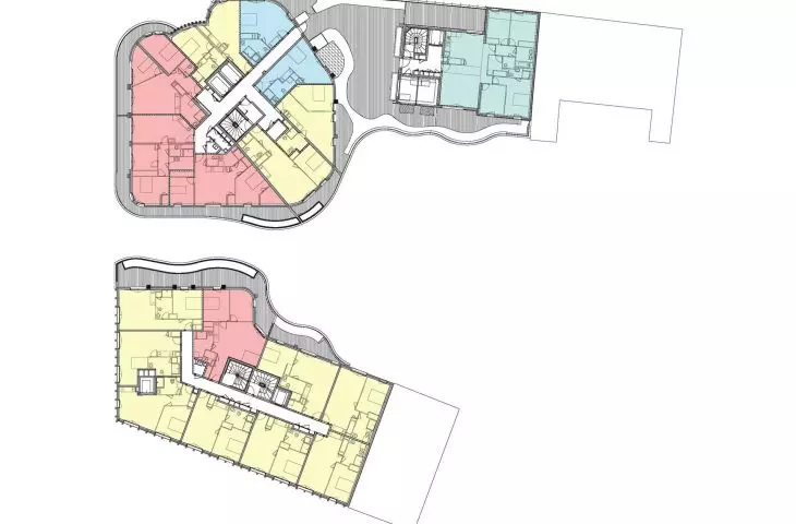 Apartamentowiec Arborescence w Angers, we Francji — rzut trzeciego piętra 