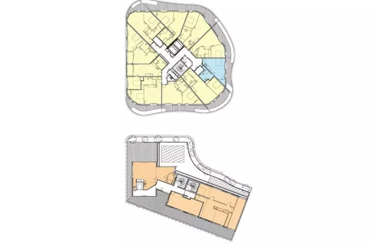 Apartamentowiec Arborescence w Angers, we Francji — rzut piątego piętra 