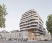 Apartamentowiec Arborescence w Angers, we Francji — widok od strony ulicy 