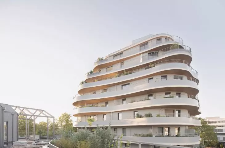 Apartamentowiec Arborescence w Angers, we Francji — widok z tarasu 