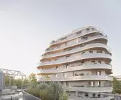 Apartamentowiec Arborescence w Angers, we Francji — widok z tarasu 