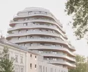 Apartamentowiec Arborescence w Angers, we Francji — widok od strony ulicy 