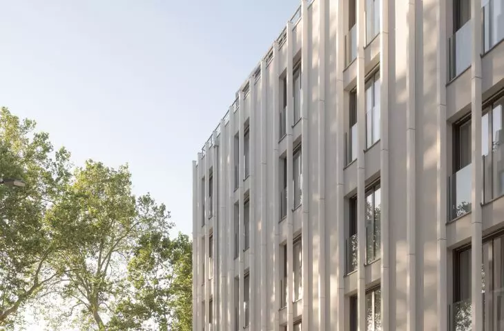 Apartamentowiec Arborescence w Angers, we Francji — widok elewacji 
