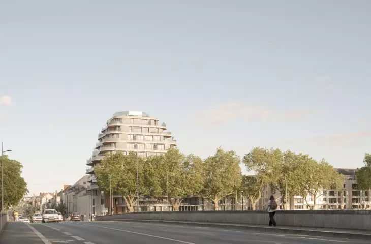 Apartamentowiec Arborescence w Angers, we Francji — widok z ulicy 
