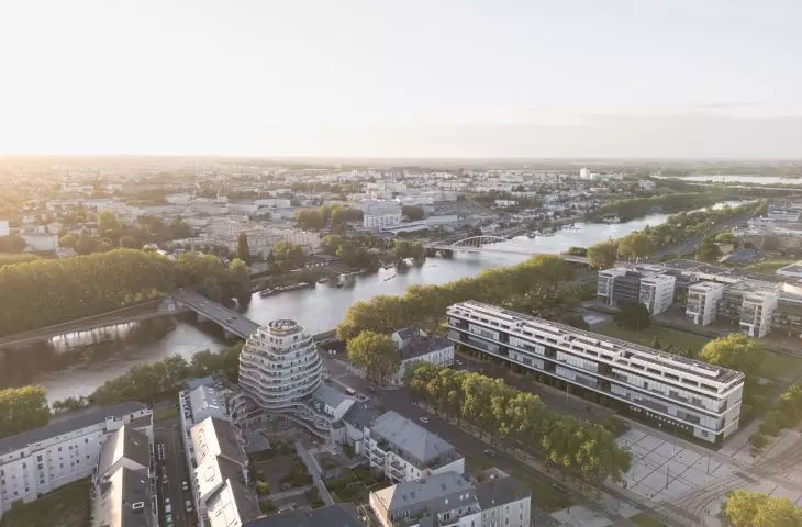 Apartamentowiec Arborescence w Angers, we Francji — widok z lotu ptaka 