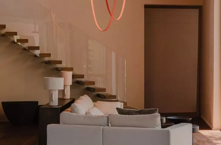 Living room lamps resemble cables
