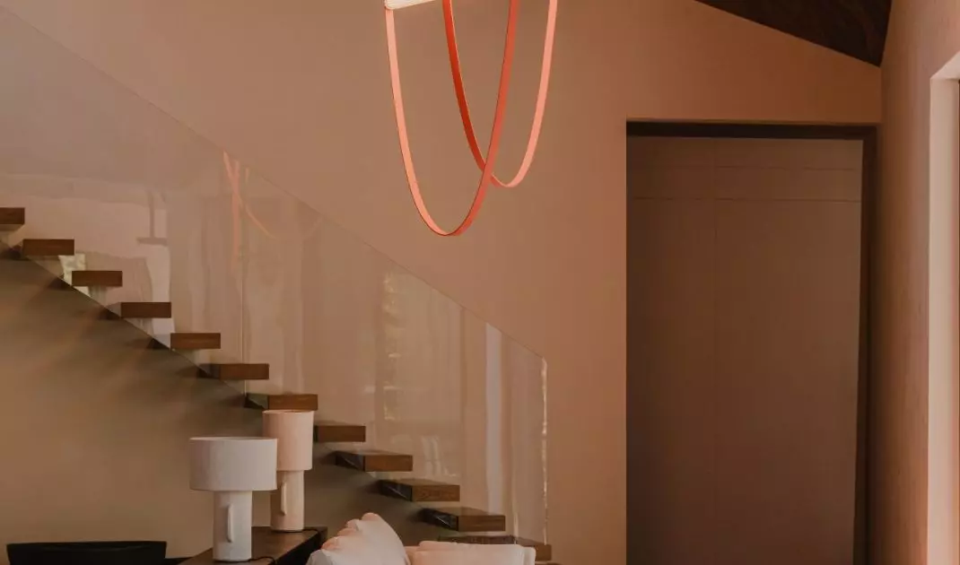 Living room lamps resemble cables