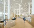 Biblioteka w Tongzhou, w Pekinie — widok na przestronne i jasne wnętrze obiektu 