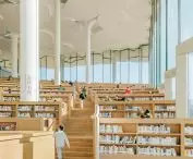 Library in Tongzhou, Beijing - the design was inspired by the nearby hills, trees and the Tonghui River