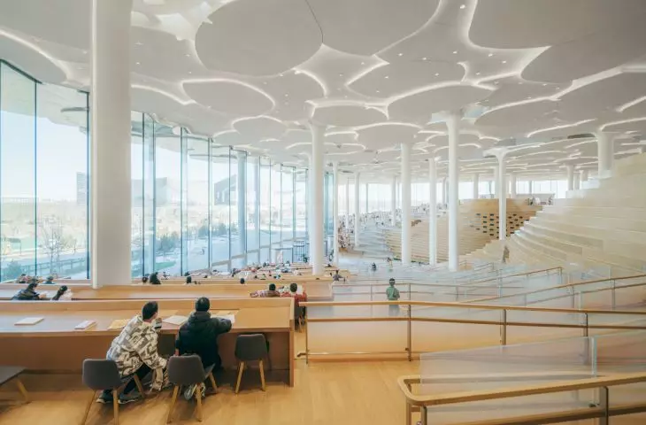 Library in Tongzhou, Beijing - the canopy effectively diffuses natural light, creating a comfortable indoor environment