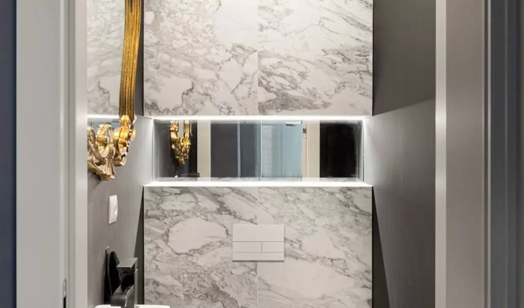 Decorative mirror adds elegance and warms the space
