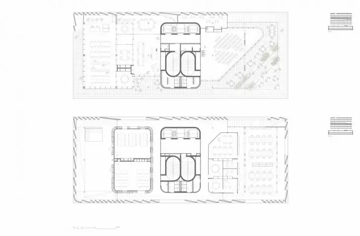 LCI Education campus in the Poblenou district of Barcelona - view of the third and fourth floor plan