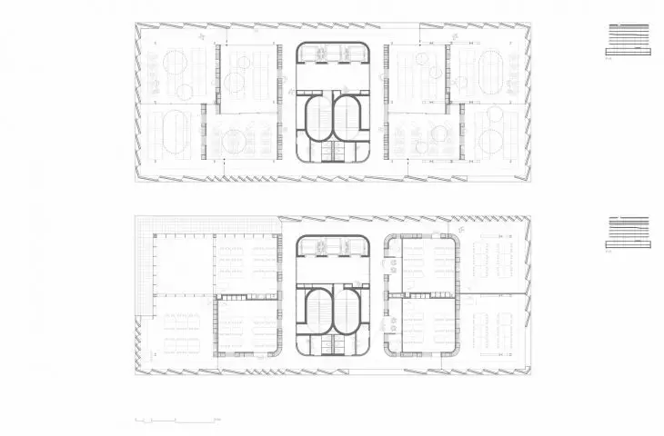 LCI Education campus in the Poblenou district of Barcelona - view of the fifth and sixth floor plan