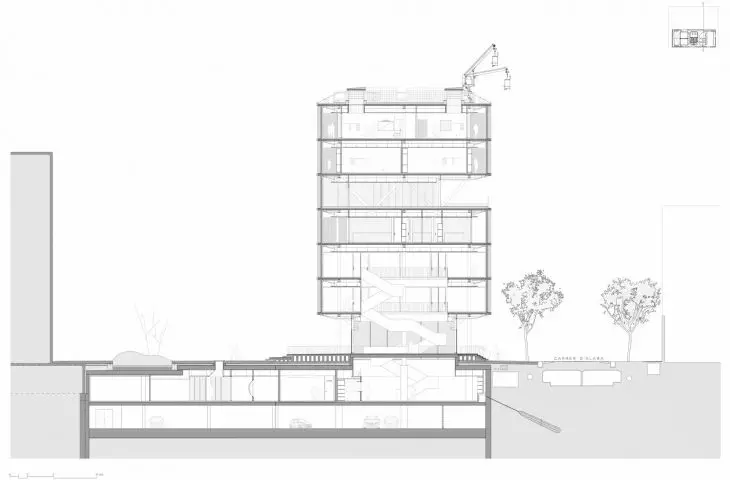 LCI Education campus in the Poblenou district of Barcelona - cross-section of the building 