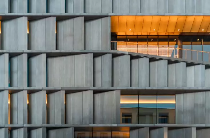 LCI Education campus in the Poblenou district of Barcelona - close-up of the building facade 