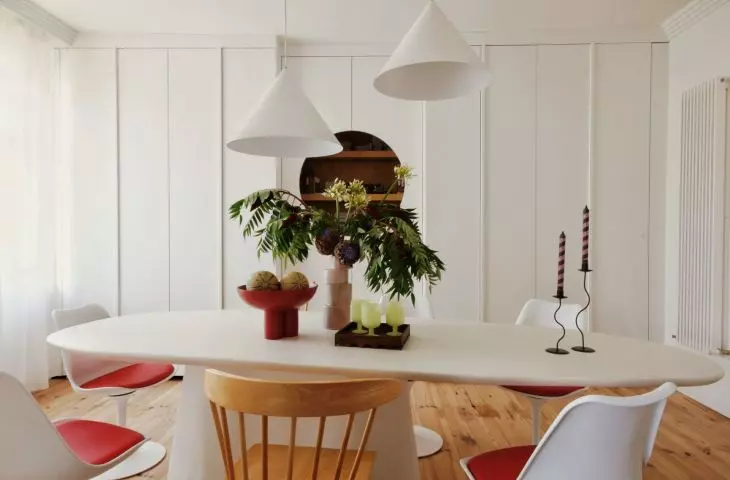 A dining room that also serves as a home office