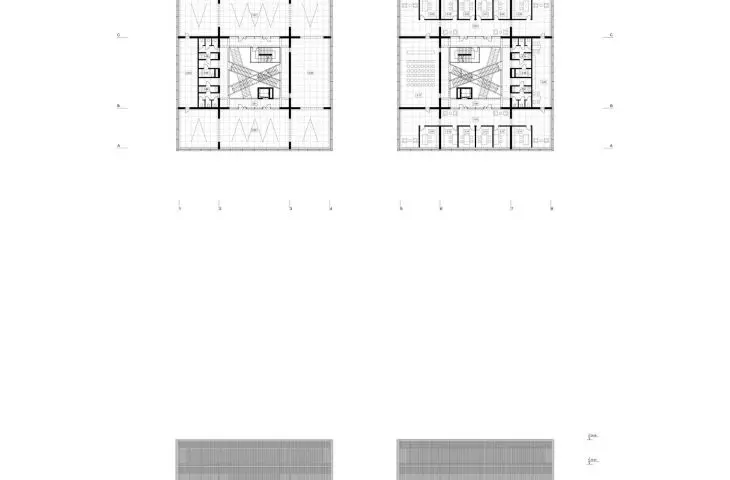 rzut kondygnacji +3, elewacja wschodnia