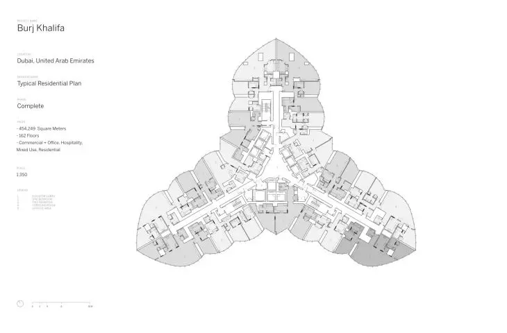 Burj Khalifa (read Burj Khalifa) - the first floor plan resembles a Y shape