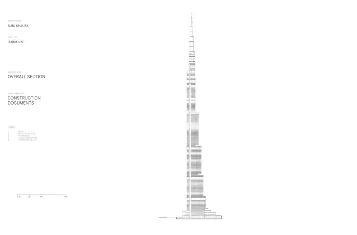 Burj Khalifa (read Burj Khalifa) - cross-section of the building 