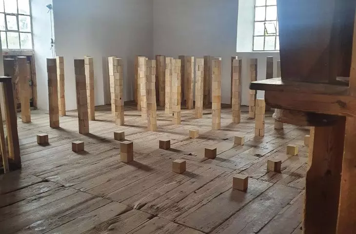 Adaptation of the mill in Dorohucza for cultural and educational purposes, in the picture an installation by artist Izabela Myszka
