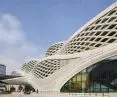 King Abdullah Financial District (KAFD) metro station in Riyadh - the wavy structure of the façade resembles a braid composed of rhythmic 