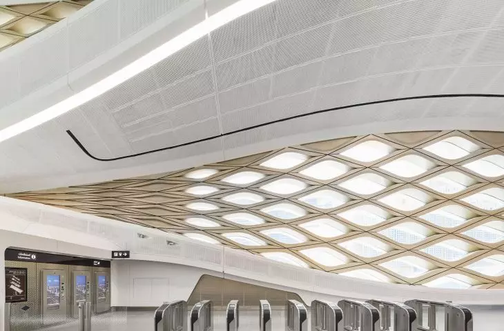 King Abdullah Financial District (KAFD) metro station in Riyadh - braided facades act as a source of natural light