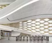 King Abdullah Financial District (KAFD) metro station in Riyadh - braided facades act as a source of natural light